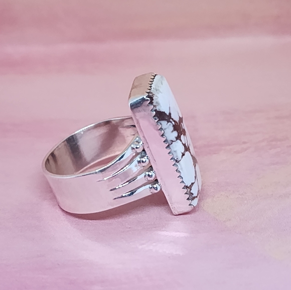 Southwestern Wildhorse Jasper and Sterling Ring - Picture 3 of 6